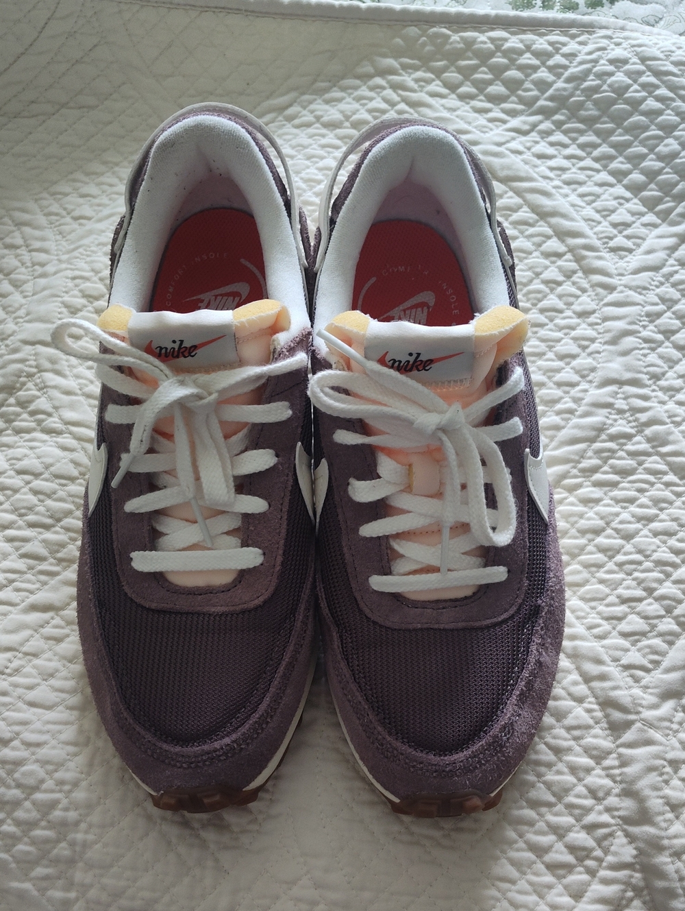 Nike Women's Purple Mesh & Suede Lace-Up Sneakers with White Swoosh